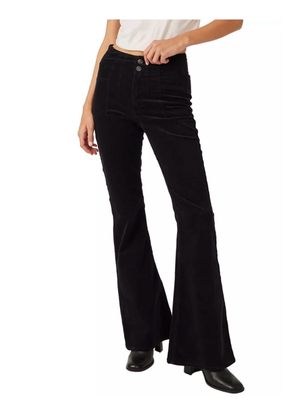 NWT We The Free Jayde Cord High-Rise Black Flare Jeans